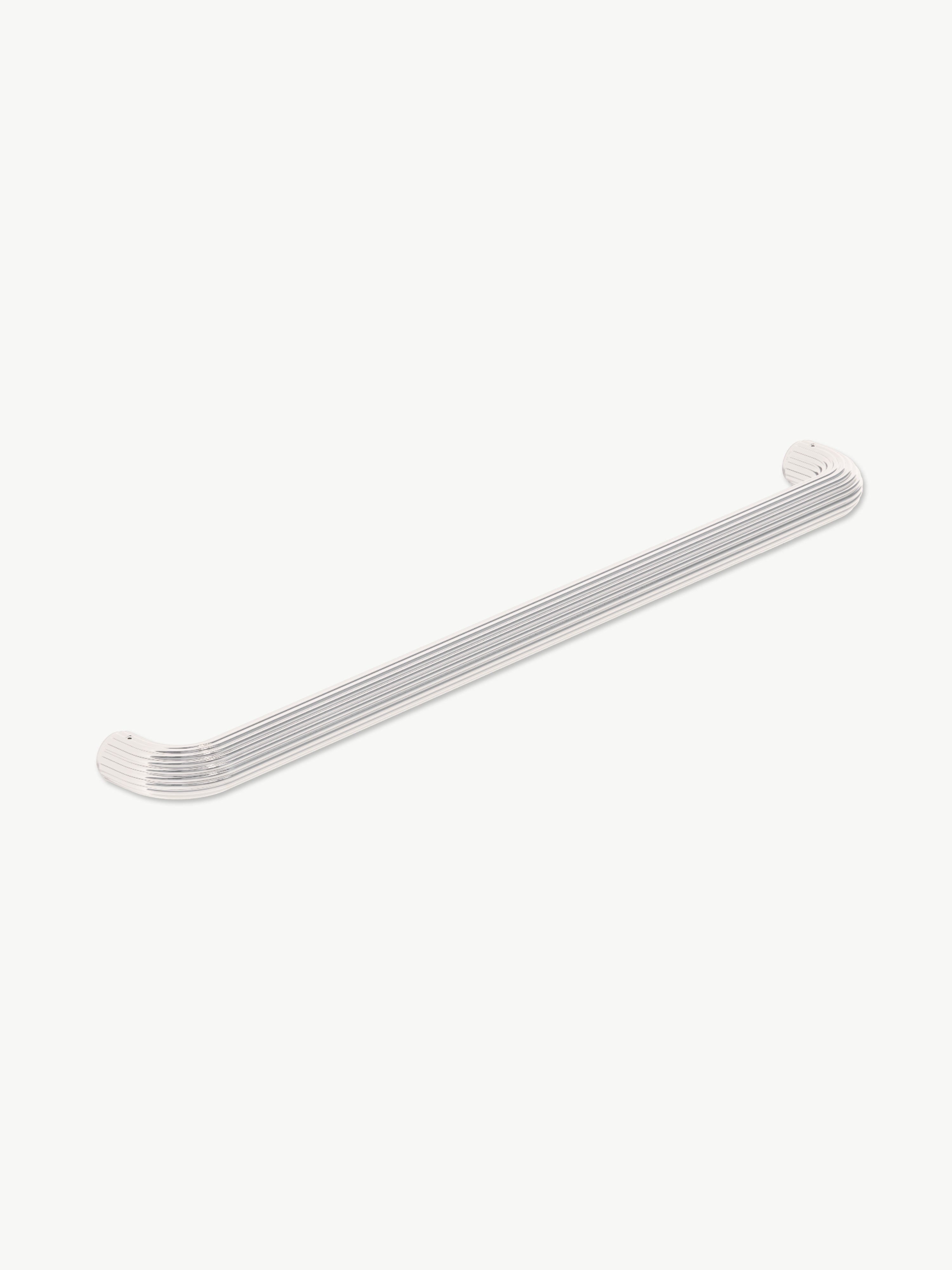 Remsen fluted grab bar in polished nickel, full length, showing the bar meeting its end mounts as one continuous line