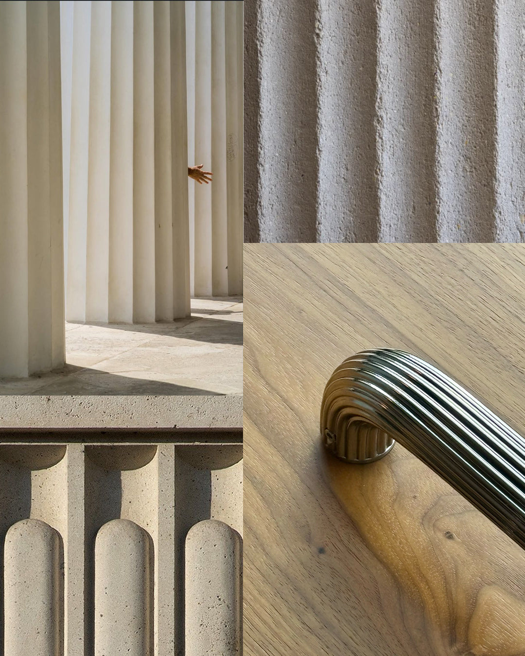 Remsen polished nickel grab bar inspired by fluting on classical columns