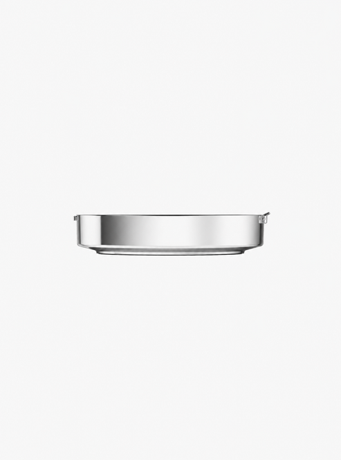 Side profile of the Remsen Pill Container on a white background, showing the sculpted French-curve base that gives the piece its floating appearance.